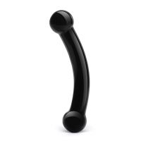 Dvojen steklen dildo v črni barvi